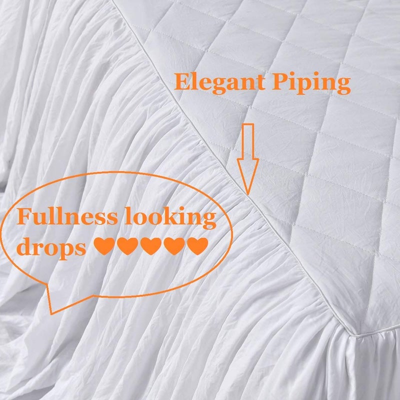 QSH Queen's House Ruffle Skirt Bedspread French Country Bedspread White King Size 3 Piece Set - Image 3